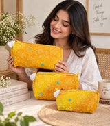 Set of 3 cosmetic bag/pouches with waterproof lining