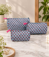 Set of 3 cosmetic bag/pouches with waterproof lining