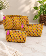Set of 3 cosmetic bag/pouches with waterproof lining