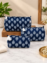 Set of 3 cosmetic bag/pouches with waterproof lining