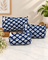 Set of 3 cosmetic bag/pouches with waterproof lining