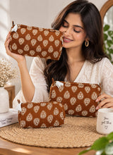 Set of 3 cosmetic bag/pouches with waterproof lining