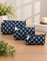 Set of 3 cosmetic bag/pouches with waterproof lining