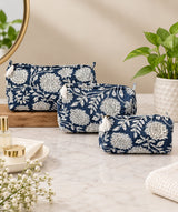 Set of 3 cosmetic bag/pouches with waterproof lining