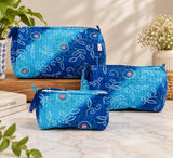 Set of 3 cosmetic bag/pouches with waterproof lining