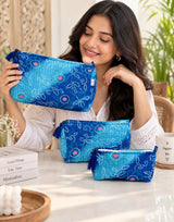Set of 3 cosmetic bag/pouches with waterproof lining
