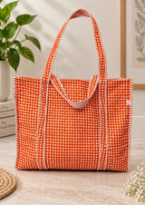Handblock Printed Quilted Tote Bag without zip/button 17x18x 6 inches