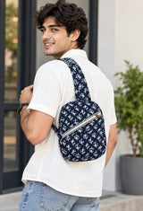 Handcrafted Quilted Cotton One Strap Backpack - 12x9.5x4.5 Inches