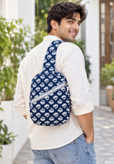 Handcrafted Quilted Cotton One Strap Backpack - 12x9.5x4.5 Inches