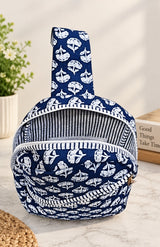 Handcrafted Quilted Cotton One Strap Backpack - 12x9.5x4.5 Inches
