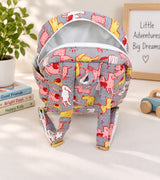 Handblock Printed Cotton Kids’ School Backpack with Front Zip Pocket