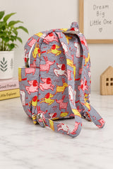Handblock Printed Cotton Kids’ School Backpack with Front Zip Pocket