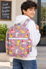 Handblock Printed Cotton Kids’ School Backpack with Front Zip Pocket