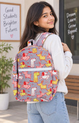 Handblock Printed Cotton Kids’ School Backpack with Front Zip Pocket
