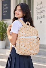 Handblock Printed Cotton Kids’ School Backpack with Front Zip Pocket