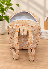 Handblock Printed Cotton Kids’ School Backpack with Front Zip Pocket