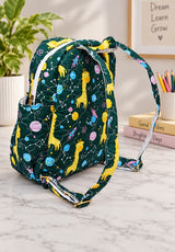Handblock Printed Cotton Kids’ School Backpack with Front Zip Pocket