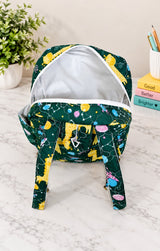 Handblock Printed Cotton Kids’ School Backpack with Front Zip Pocket