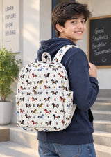 Handblock Printed Cotton Kids’ School Backpack with Front Zip Pocket