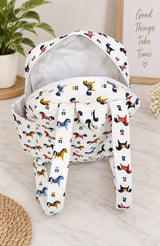 Handblock Printed Cotton Kids’ School Backpack with Front Zip Pocket