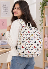 Handblock Printed Cotton Kids’ School Backpack with Front Zip Pocket