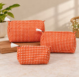 Set of 3 cosmetic bag/pouches with waterproof lining