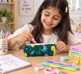 Handblock Printed Cotton Pencil Box Pouch with Zip Closure
