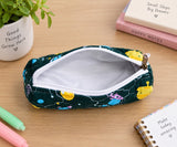 Handblock Printed Cotton Pencil Box Pouch with Zip Closure