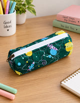 Handblock Printed Cotton Pencil Box Pouch with Zip Closure