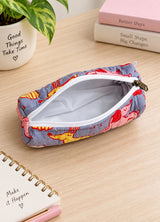 Handblock Printed Cotton Pencil Box Pouch with Zip Closure