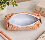 Handblock Printed Cotton Pencil Box Pouch with Zip Closure