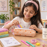 Handblock Printed Cotton Pencil Box Pouch with Zip Closure