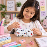 Handblock Printed Cotton Pencil Box Pouch with Zip Closure
