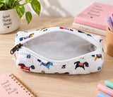 Handblock Printed Cotton Pencil Box Pouch with Zip Closure