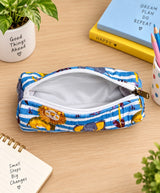 Handblock Printed Cotton Pencil Box Pouch with Zip Closure