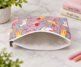 Handblock Printed Cotton Kids’ Flat Pouch with Zip Closure