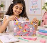 Handblock Printed Cotton Kids’ Flat Pouch with Zip Closure