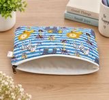 Handblock Printed Cotton Kids’ Flat Pouch with Zip Closure
