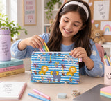 Handblock Printed Cotton Kids’ Flat Pouch with Zip Closure