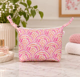 Quilted Block Printed Hobo Pouch with Zip closure and Snap Button