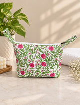 Quilted Block Printed Hobo Pouch with Zip closure and Snap Button