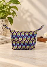 Quilted Block Printed Hobo Pouch with Zip closure and Snap Button