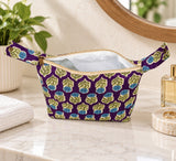 Quilted Block Printed Hobo Pouch with Zip closure and Snap Button