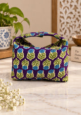 Quilted Block Printed Hobo Pouch with Zip closure and Snap Button
