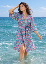 Cotton Kimono Handblock Printed Unisex Bathrobe - Free Size