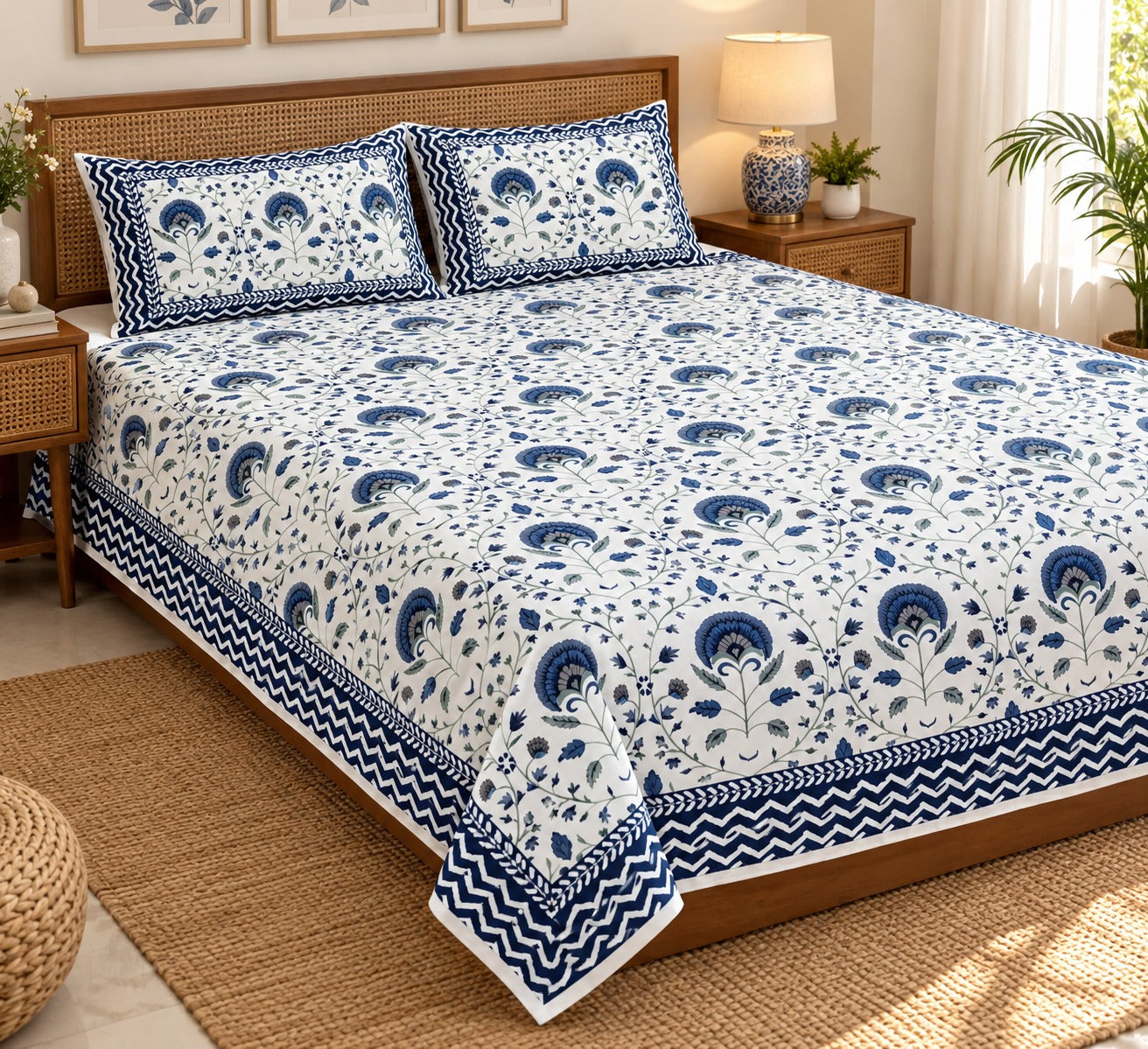 Double King Bedsheet with 2 Pillow Covers