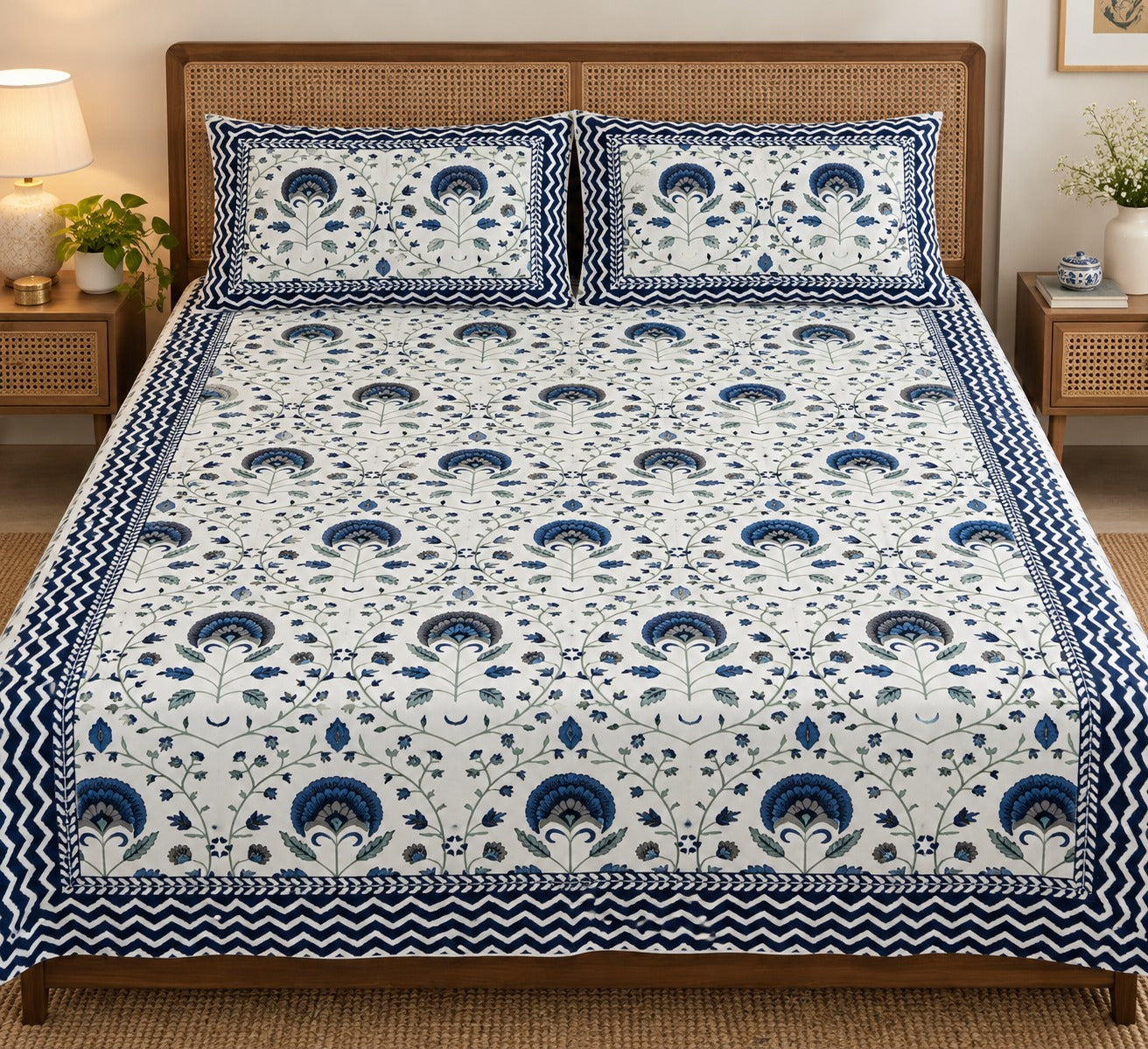 Double King Bedsheet with 2 Pillow Covers