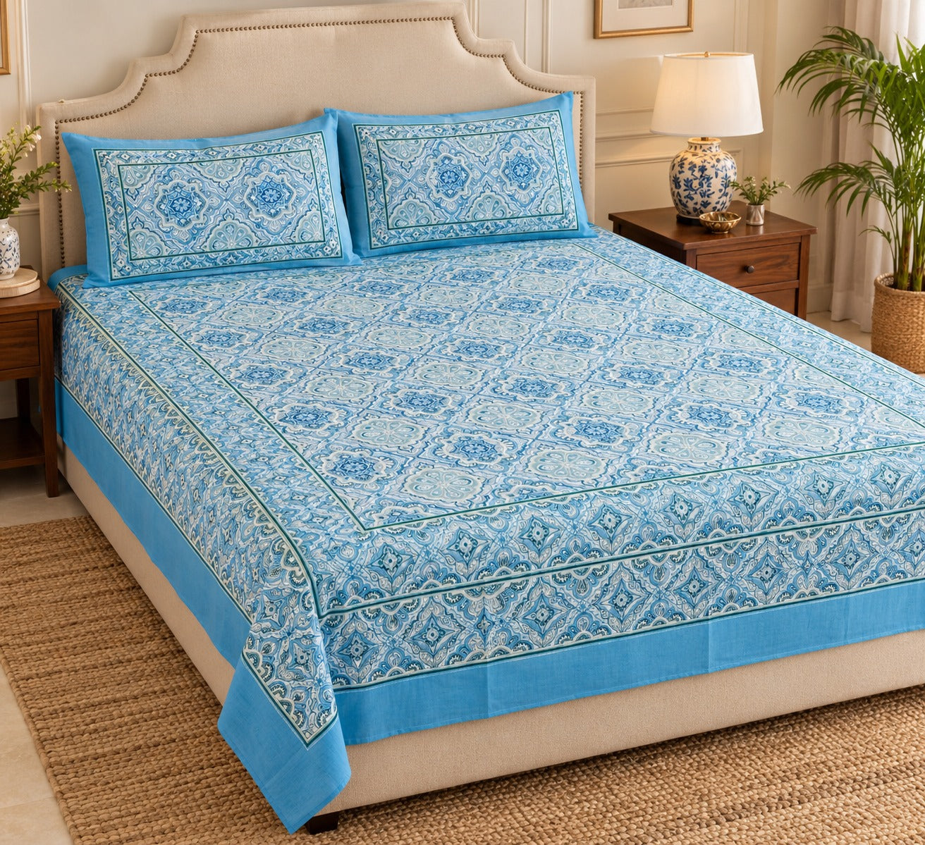 Double King Bedsheet with 2 Pillow Covers
