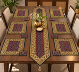 Gift Box with Banarasi Zari Table Runner, Set Of 6 Mats, 6 coaster