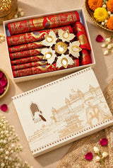 Gift Box with Banarasi Zari Table Runner, Set Of 6 Mats, 6 coaster